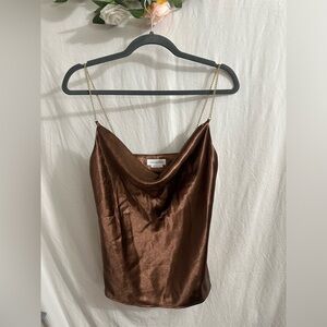 Brown Cowl Neck Sleeveless Camisole